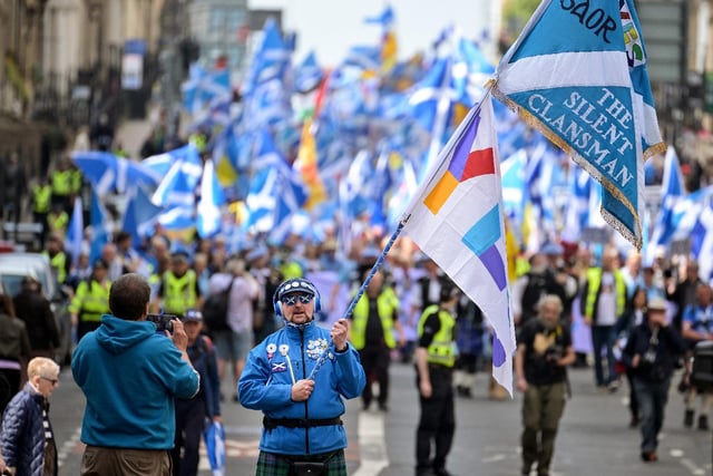 The big crowd making its way into the city centre.