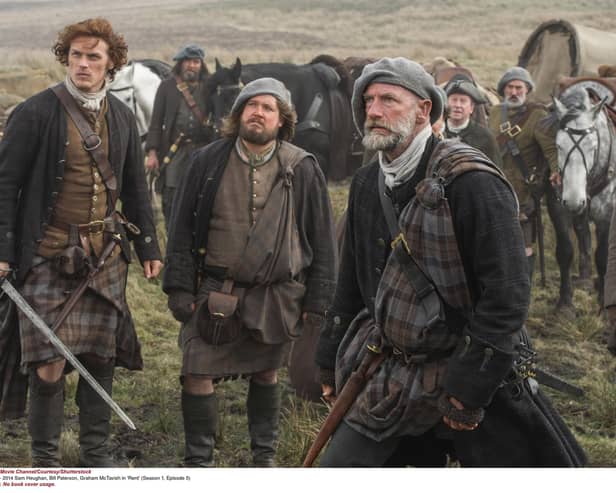 The hugely popular Outlander series is partly set in the Highlands during the 18th Century but there have been some criticisms of the wrong Fraser tartan being worn by leading characters in the show.Mandatory Credit: Photo by Starz! Movie Channel/Courtesy/Shutterstock (4198128a)