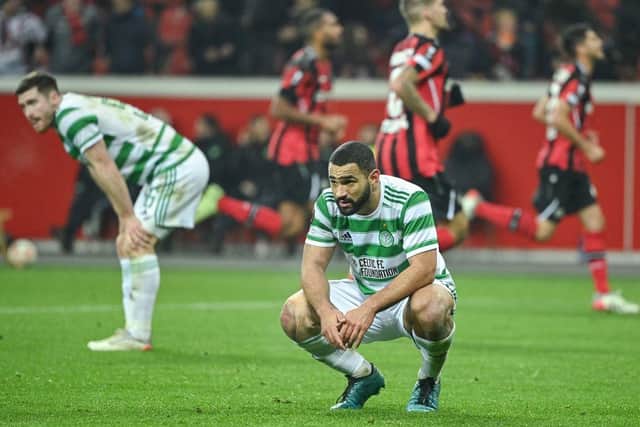 Celtic's defender Cameron Carter-Vickers reacts during the UEFA Europa League Group G in Germany, on November 25, 2021. (Photo by INA FASSBENDER/AFP via Getty Images)