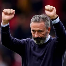 Rangers manager Derek McInnes celebrates after the William Hill Premiership match at Pittodrie Stadium, Aberdeen. (Photo by Andrew Milligan/PA Wire)