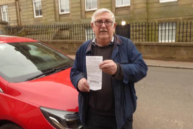 After doing a kind deed for a pensioner, Ed Archer was furious to discover a parking fine on his car in Hope Street, Lanark.