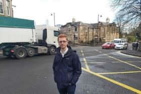 MSP Ross Greer at Bearsden Cross with the primary school in background