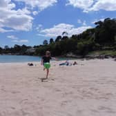 Tom playing on the beach in Brittany.