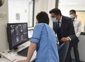 Health Secretary Humza Yousaf unveiling the scanner