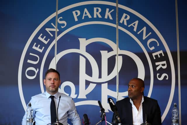 Michael Beale, left, was appointed manager of QPR back in June but their director of football Les Ferdinand, right, says he would not stand in the way of an approach as long as compensation terms were met.
