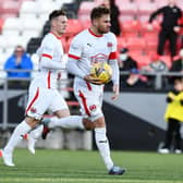 Daviod Goodwillie's penalty brought Clyde back into the game (pic: Michael Gillen)