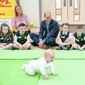 Duke and Duchess of Cambridge during a visit to St. John's Primary School.