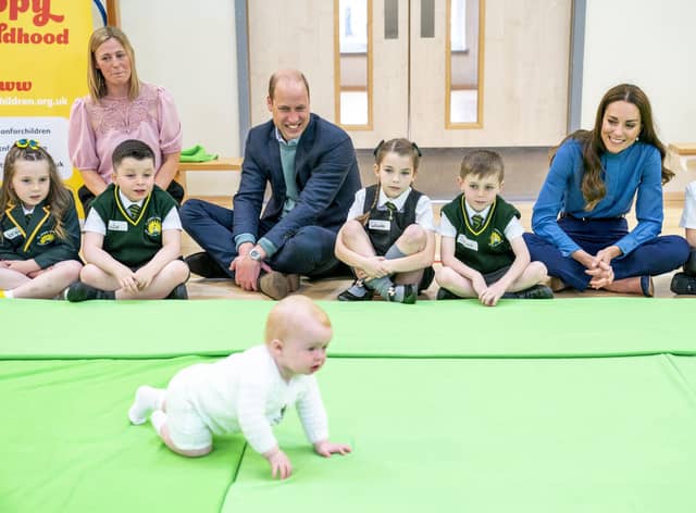 Duke and Duchess of Cambridge during a visit to St. John's Primary School.