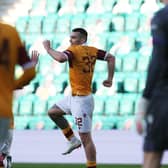 Tony Watt celebrates his dramatic 89th minute equaliser at Easter Road on Saturday (Pic by Ian McFadyen)