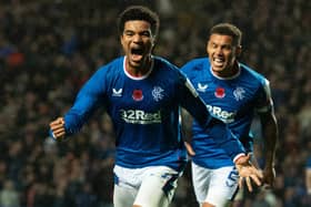 Rangers' Malik Tillman celebrates scoring the only goal of the match in the 1-0 win over Hearts. (Photo by Mark Scates / SNS Group)