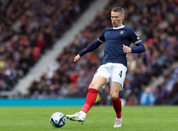 Scott McTominay of Scotland is seen in action during the UEFA EURO 2024 qualifying round group A match between Scotland and Cyprus. (Photo by Ian MacNicol/Getty Images).