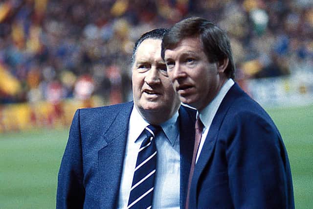Alex Ferguson (right) led Scotland to the World Cup in Mexico with a 2-0 aggregate play-off win over Australia following Jock Stein’s sudden death.