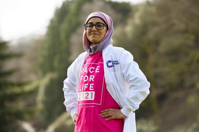 PICTURES COURTESY OF CANCER RESEARCH UK (First use only)

Dr Saadia Karim at the Beatson Institute.

Dr Saadia Karim who is a cancer scientist at the Cancer Research UK Beatson Institute has been chosen to help launch Race for Life at Home.
This April, Cancer Research UK is inviting people to run, jog or walk 5K to raise vital funds for life-saving research.