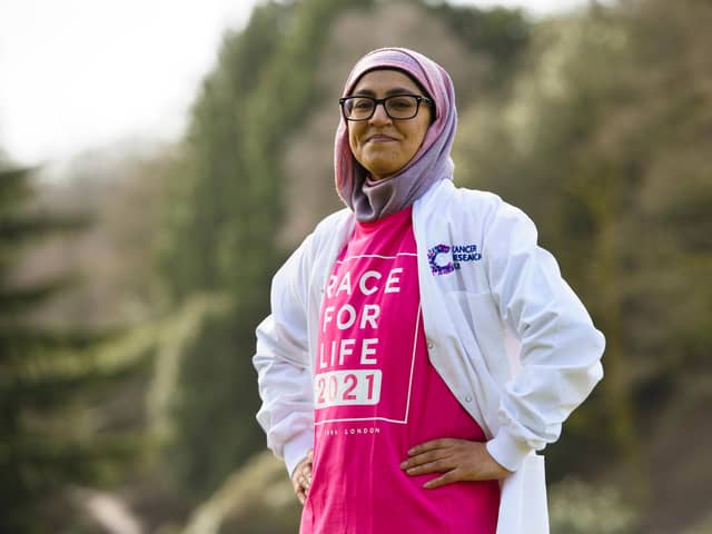 PICTURES COURTESY OF CANCER RESEARCH UK (First use only)

Dr Saadia Karim at the Beatson Institute.

Dr Saadia Karim who is a cancer scientist at the Cancer Research UK Beatson Institute has been chosen to help launch Race for Life at Home.
This April, Cancer Research UK is inviting people to run, jog or walk 5K to raise vital funds for life-saving research.
