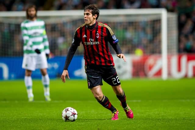 Kaka in action for AC Milan at Celtic Park in 2013.