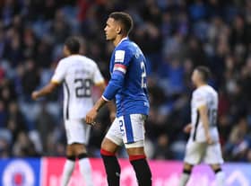 James Tavernier looks dejected after Rangers' 1-1 draw with Livingston.