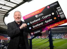 Rangers and Scotland legend Ally McCoist was promoting Viaplay’s live and exclusive coverage of Scotland v Cyprus and Scotland v Spain. (Photo by Craig Williamson / SNS Group)