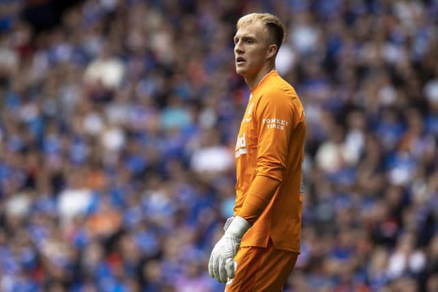 Robby McCrorie in a action for Rangers against Celtic last season. The goalkeeper has been called up by Scotland despite not playing this season (Photo by Alan Harvey / SNS Group)