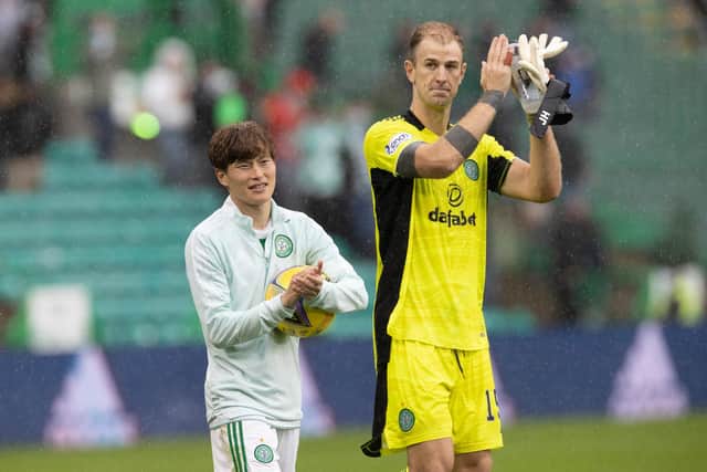 Kyogo Furuhashi and Joe Hart are both on Celtic's lengthy injury list. (Photo by Steve  Welsh/Getty Images)
