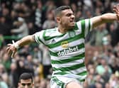 Celtic's Giorgos Giakoumakis helped guide them to the title with his goals.