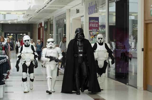 Darth Vader on a shopping trip.