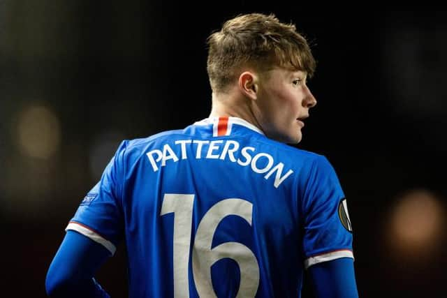 Rangers Nathan Patterson during a UEFA Europa League match between Rangers and Royal Antwerp at Ibrox Stadium, on February 25, 2021, when the substitute scored with his first touch. (Photo by Craig Williamson / SNS Group)