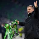 Celtic manager Ange Postecoglou with the trophy. (Photo by Ross MacDonald / SNS Group)