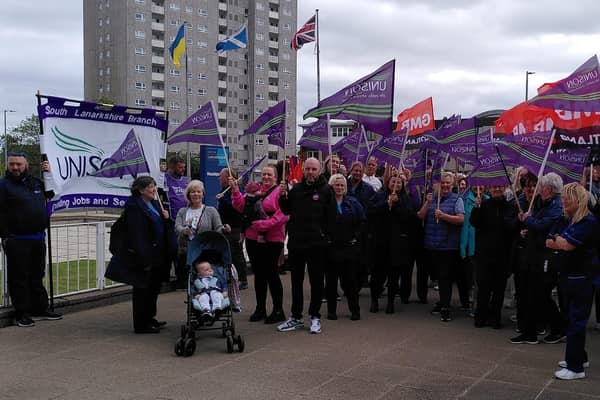 Members of Unison and GMB demonstrated on numerous occasions outside the council’s headquarters to demand the pay increase.