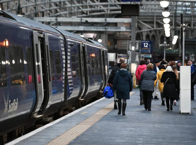 Passengers at Glasgow Central station. Picture: John Devlin