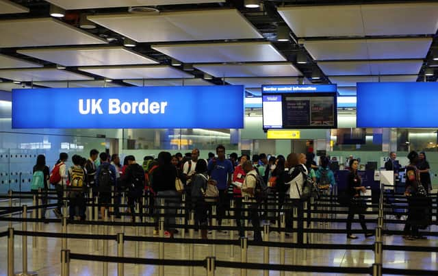 General view of passengers going through UK Border at Terminal 2 of Heathrow Airport.