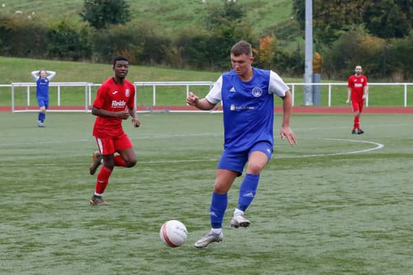 An eventful day for Marc Smith on Saturday saw him have a penalty saved and then score a goal against Dalry Thistle (Pic by Kevin Ramage)