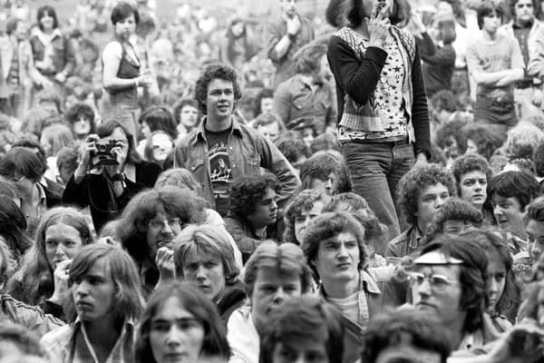 Teenagers enjoying The Who concert at Parkhead in Glasgow, May 1976.