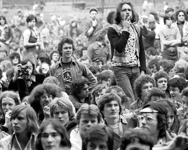 Teenagers enjoying The Who concert at Parkhead in Glasgow, May 1976.