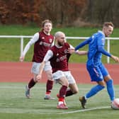 Rovers pair Connor Cowan (front) and Graeme Goodall in action against Cambuslang Rangers (Pic by Kevin Ramage)