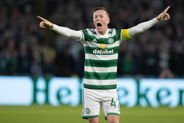 Celtic captain Callum McGregor directs his team-mates during the 3-0 defeat to Real Madrid. (Photo by Alan Harvey / SNS Group)