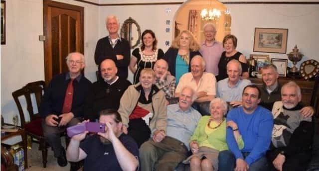 Peter Anderson, champion fly fisher, pictured, front centre, during his 90th birthday celebrations