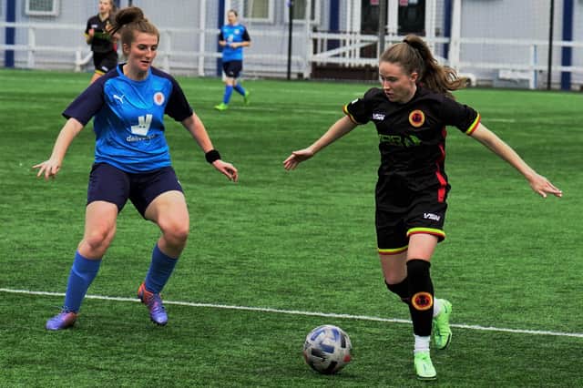 Championship South Player of the Year nominee Jemma McQuillan (right) in action for Rossvale against Renfrew (pic: Adrian Foster-Western)