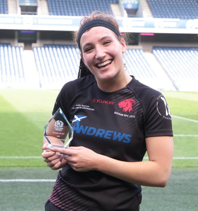 Geraldine Kimm with her Player of the Match award