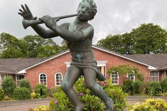 The bronze Peter pan statue has been put into storage during the redevelopment of land at Mearnskirk House, in Newton Mearns,
