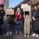 Teachers from the Educational Institute of Scotland (EIS) union take part in a rally outside the Tramway in Glasgow on day two of the strike action in a dispute over pay.  Andrew Milligan/PA Wire