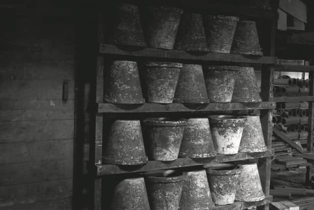 Plaster moulds used for making flowerpots at Law Tile Works.