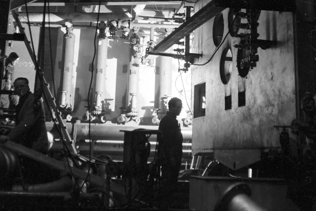 The Queen Elizabeth II liner being fitted out at John Brown shipyard in Clydebank in December 1967