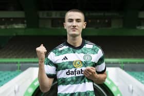 Celtic's latest signing Gustaf Lagerbielke during a press conference.