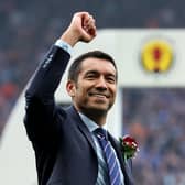Giovanni van Bronckhorst ended his first six months as Rangers manager with silverware after victory over Hearts in the Scottish Cup final. (Photo by Ian MacNicol/Getty Images)