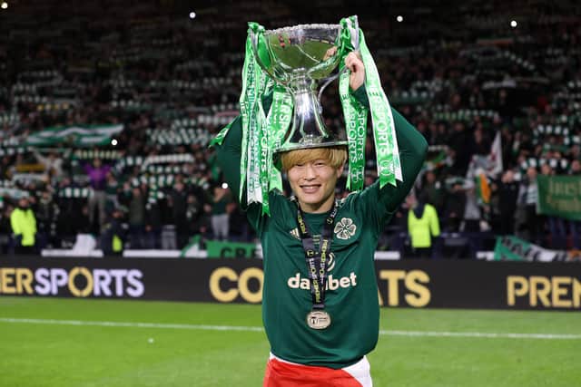 Kyogo Furuhashi has won his first piece of silverware with Celtic.
