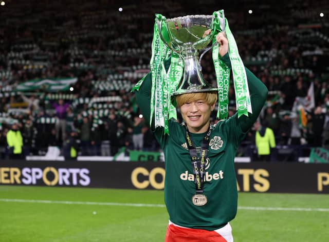 Kyogo Furuhashi has won his first piece of silverware with Celtic.