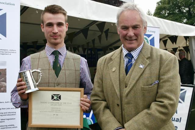 Cole Stewart from Braidwood receives his award from SGA chairman Alex Hogg. (Pic: SGA Media)