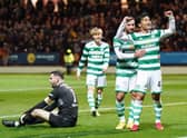 Celtic's Reo Hatate celebrates scoring his side's third goal in the 4-0 win over Motherwell.