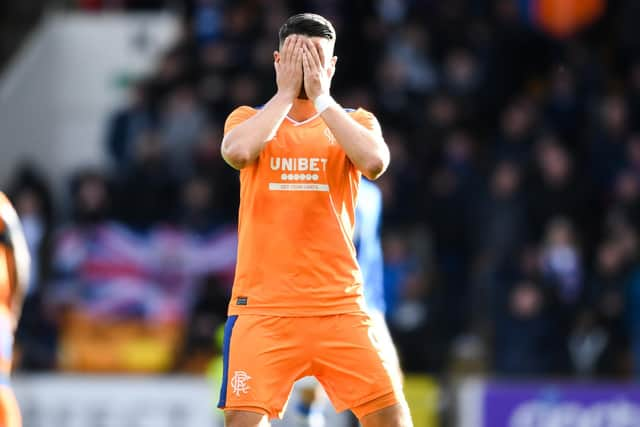 Rangers' Antonio Colak can't bear to look after another chance goes a-begging against St Johnstone  (Photo by Ross MacDonald / SNS Group)