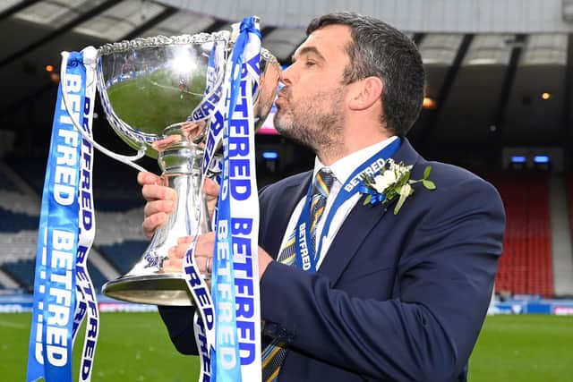 St Johnstone manager Callum Davidson suggests a League Cup final win over Livngston represents a more laudable achievement than even ending a 14-month domestic winning run at Ibrox for Rangers would be. (Photo by Rob Casey / SNS Group)
**Free for first use